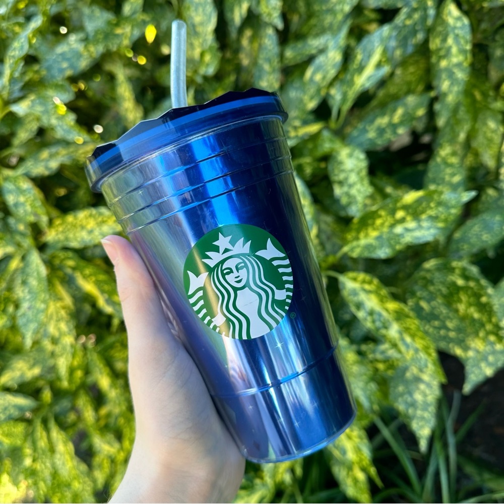 Disney Starbucks 60th Anniversary Blue Cold Cup Tumbler 16oz Rare Collectible